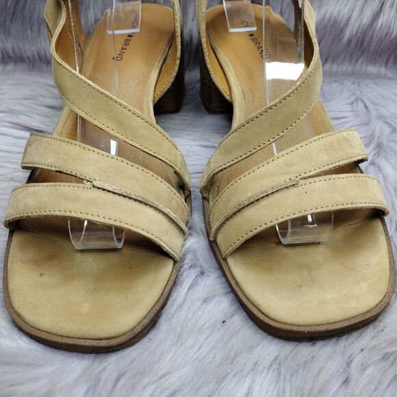 Lucky Brand Womens Junnah Leather Block Heel Sandals Size 9 Brown Ankle Strap - Picture 4 of 9